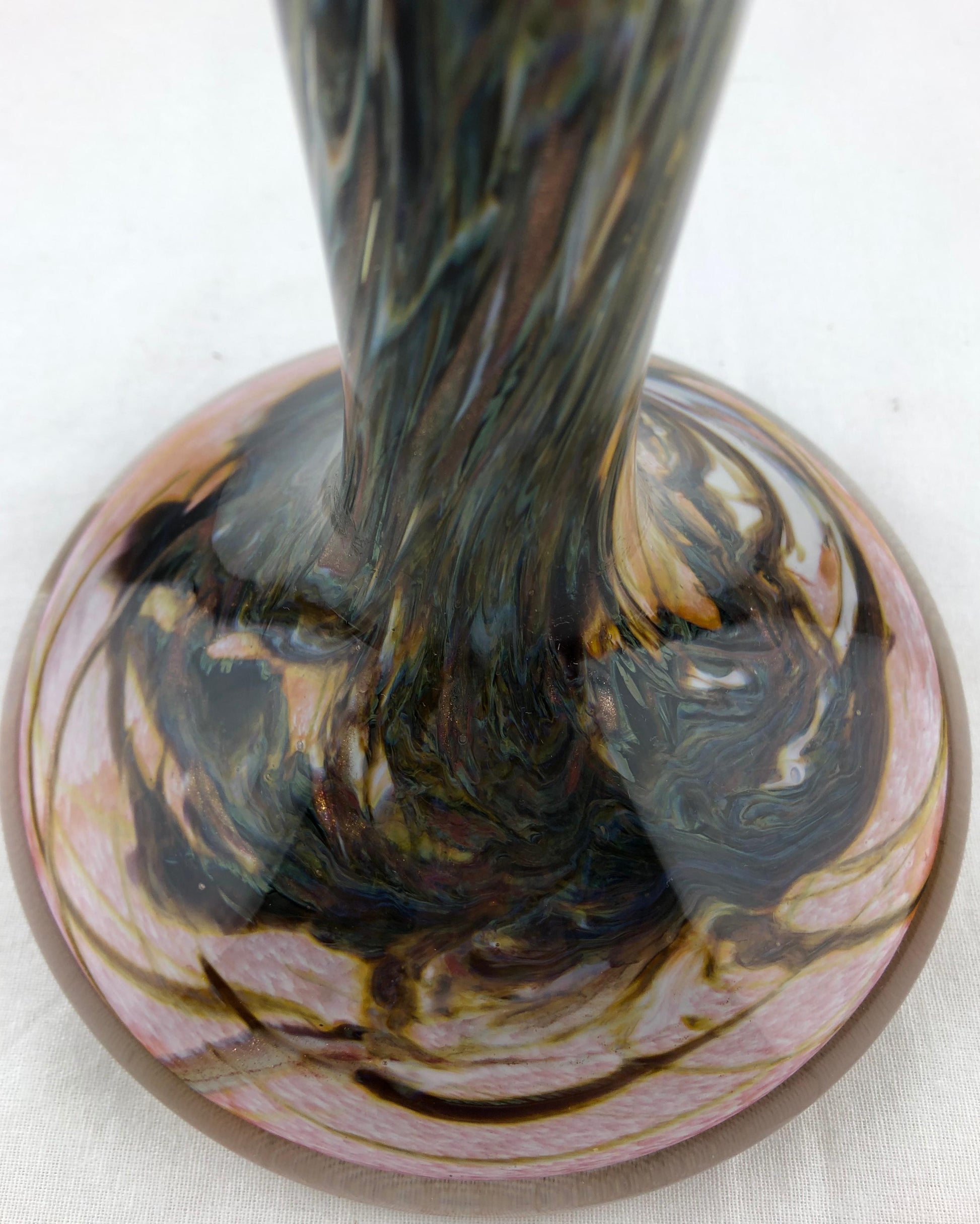 Biot Pottery Jean-Claude Novaro Style Art Glass Stem Vase by Michele Luzoro — detail 2