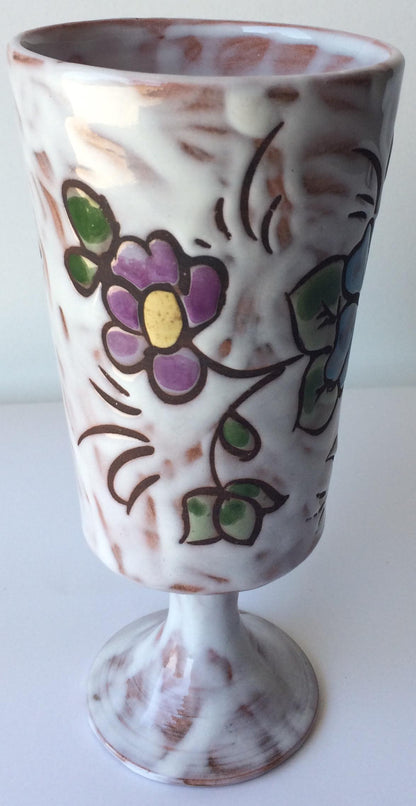 French Midcentury Ceramic Vase Hand-Crafted with Flowers Signed Miclay — detail 6