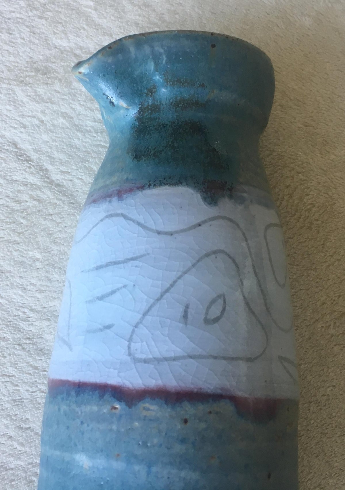 American Midcentury Studio Pottery Vase, Signed — detail 6