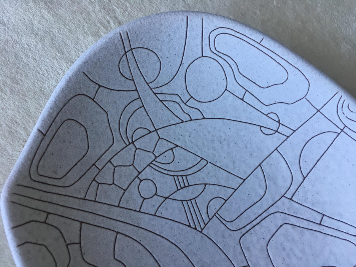 Midcentury Studio Pottery Bowl or Vide Poche, Signed — detail 5