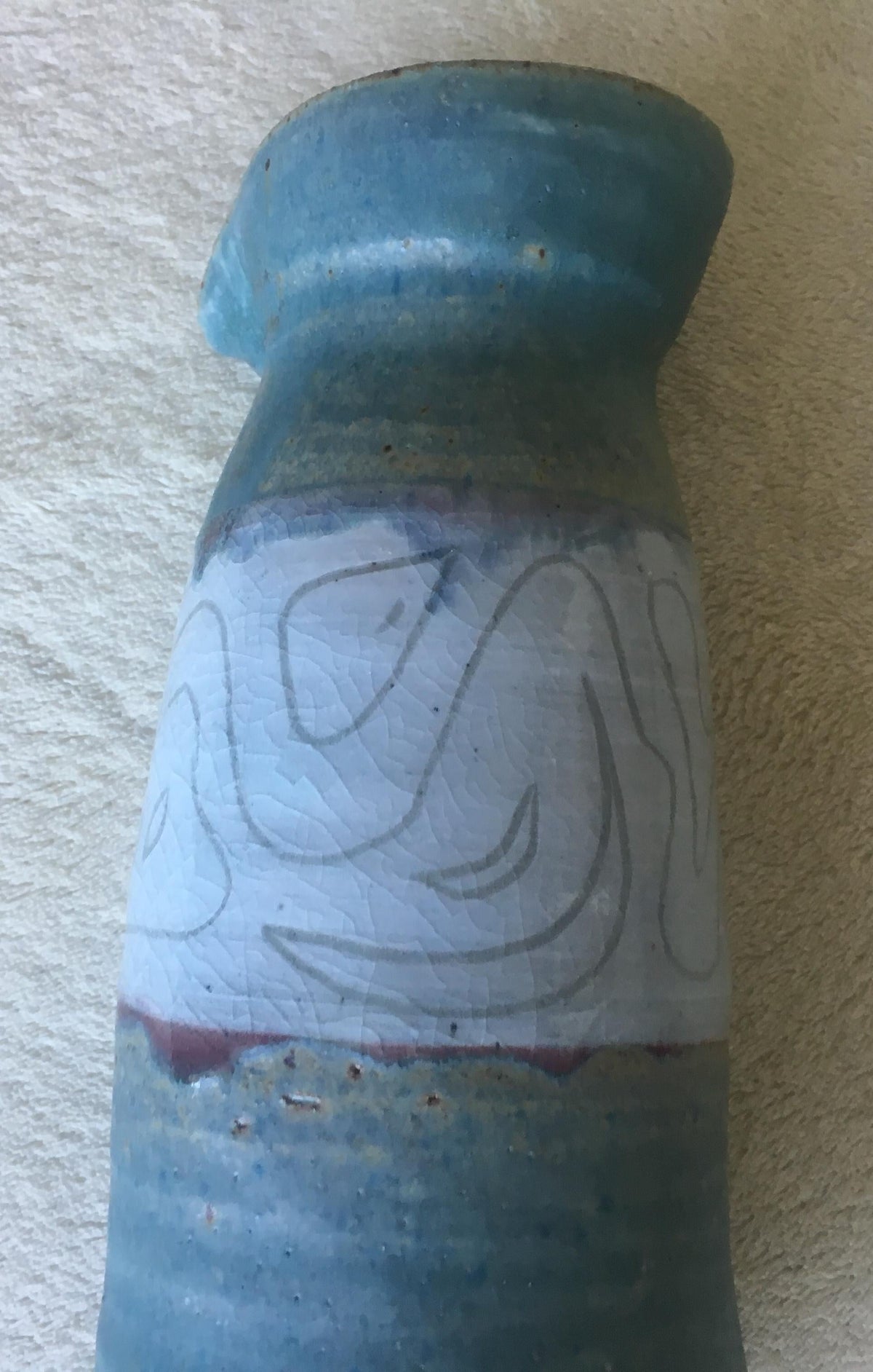 American Midcentury Studio Pottery Vase, Signed — detail 7