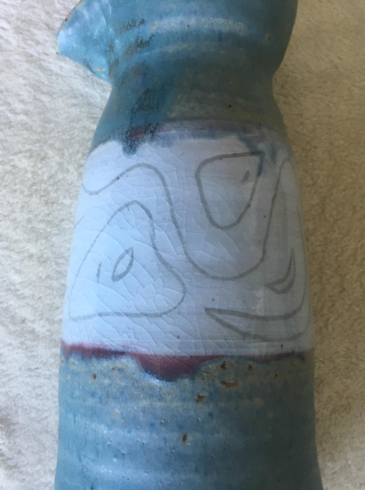 American Midcentury Studio Pottery Vase, Signed — detail 8