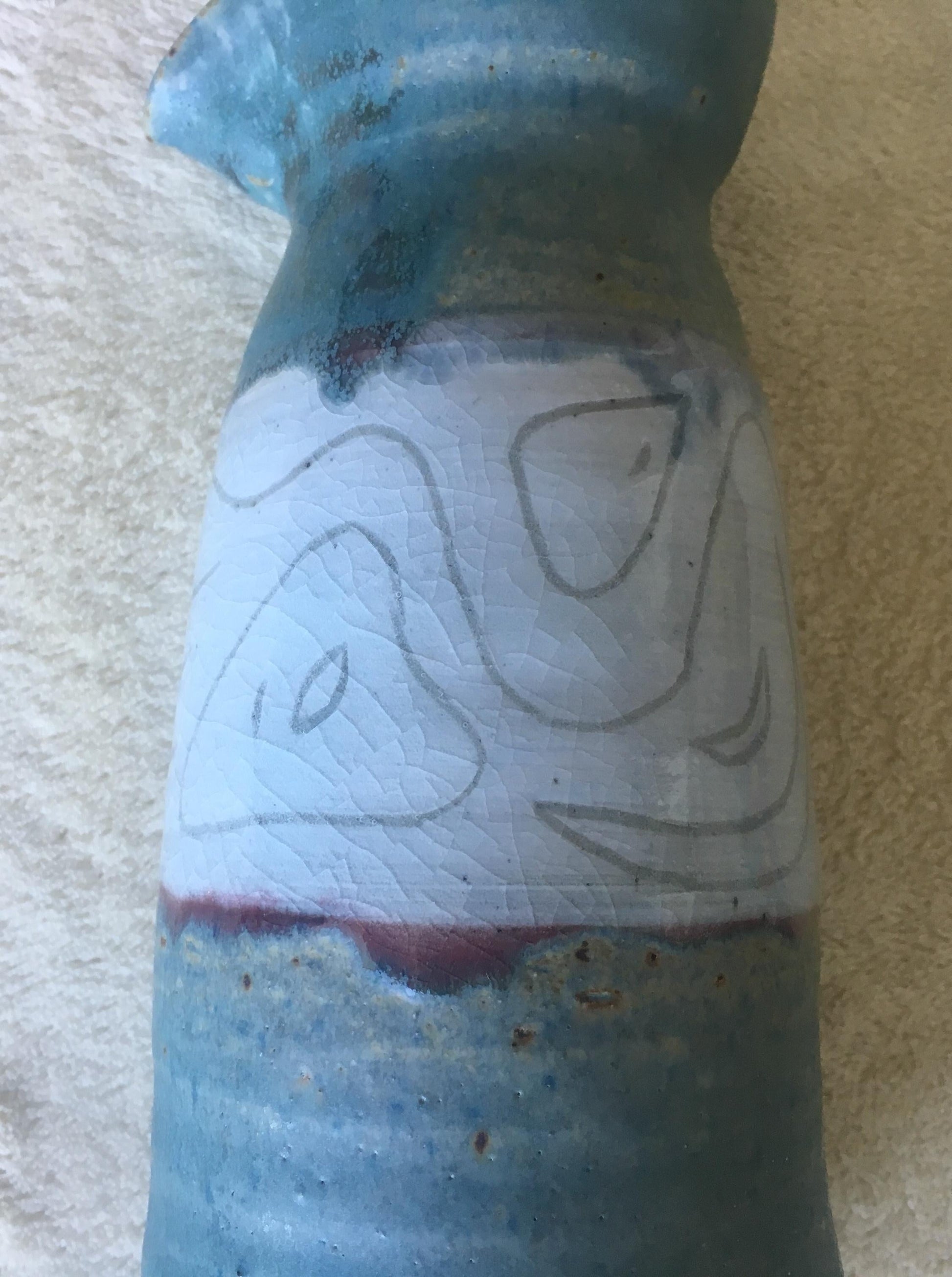 American Midcentury Studio Pottery Vase, Signed — detail 8