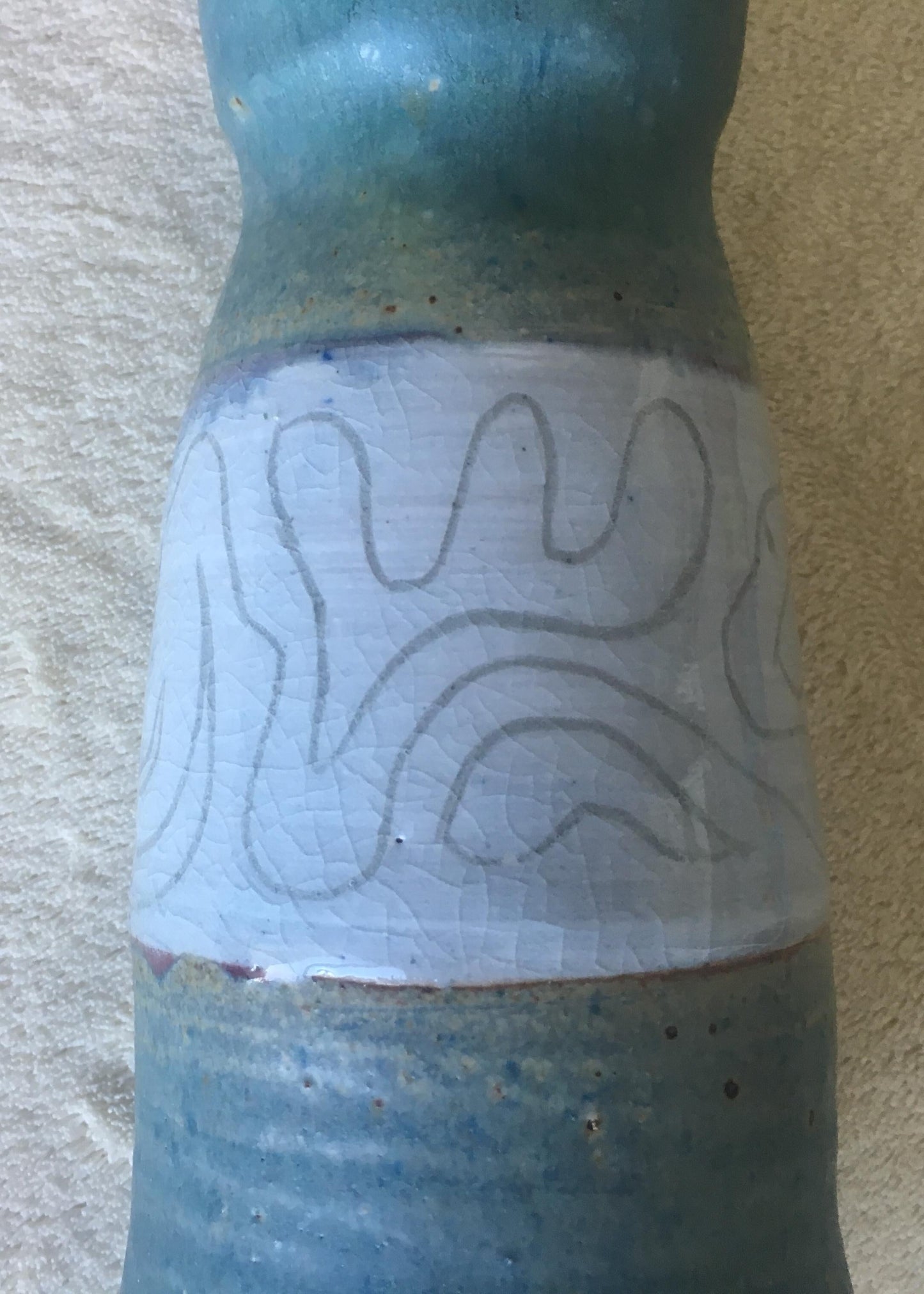 American Midcentury Studio Pottery Vase, Signed — detail 9