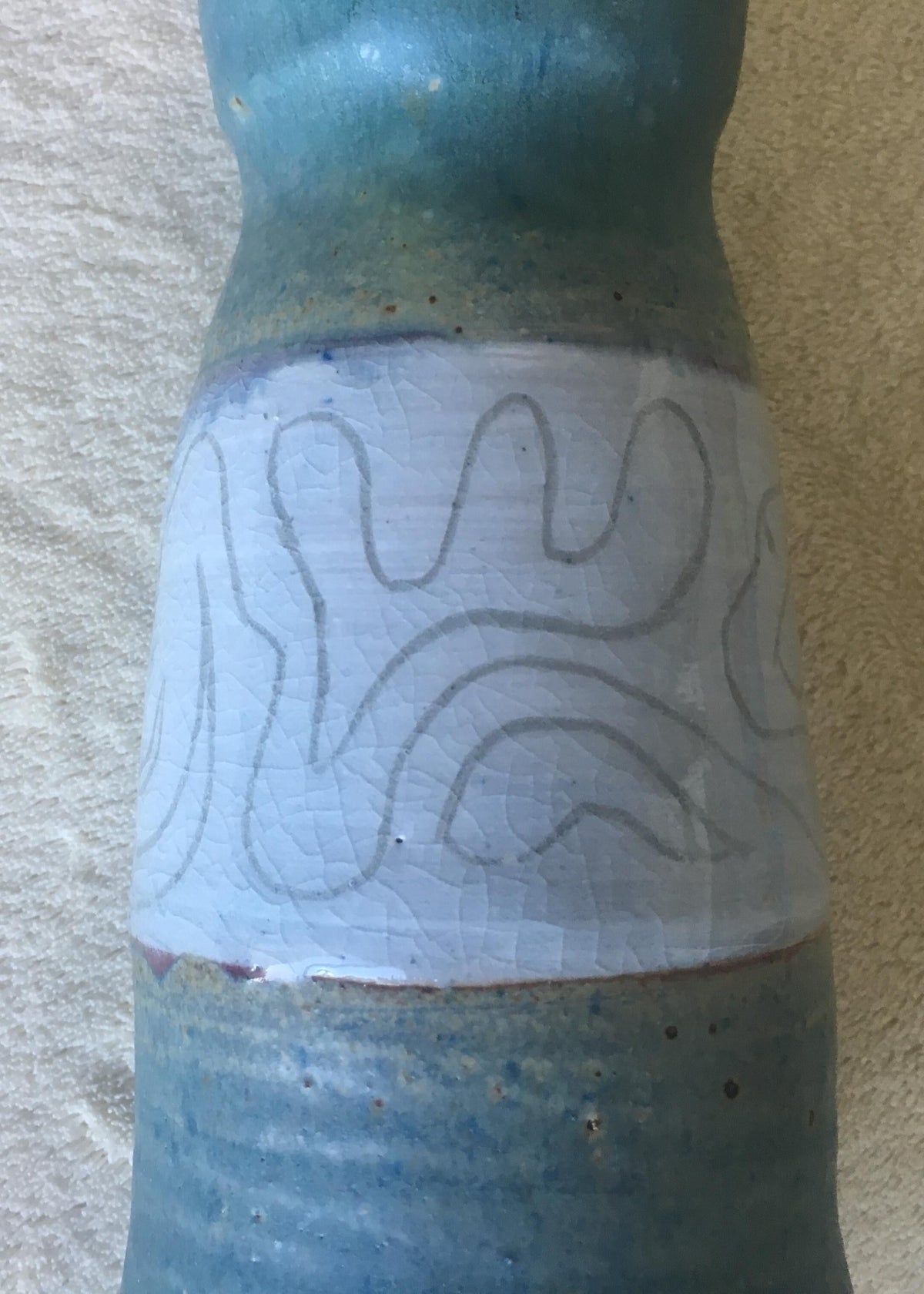 American Midcentury Studio Pottery Vase, Signed — detail 9