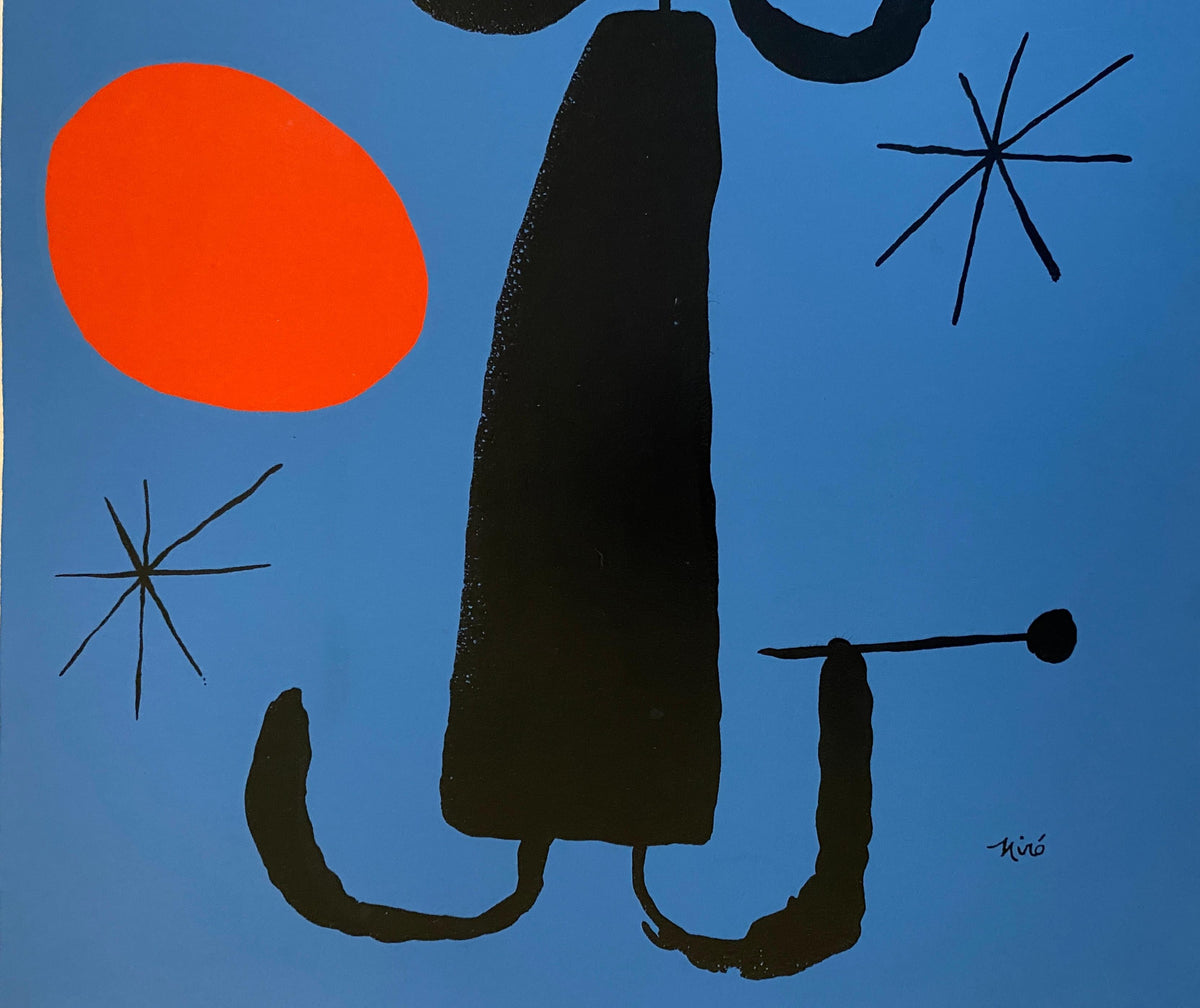 Antique Silk Screen Print of Miro's Personage, Vintage, Signed, Joan Miró (After) — detail 3