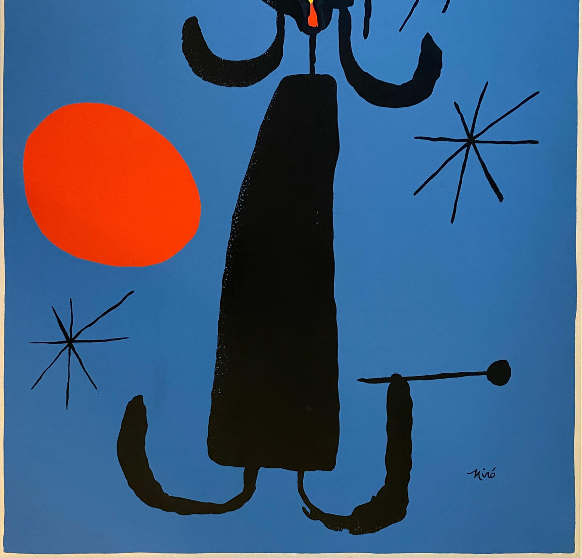 Antique Silk Screen Print of Miro's Personage, Vintage, Signed, Joan Miró (After) — detail 6