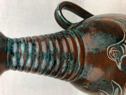 French Midcentury Glazed Ceramic Ewer-Form Vase, Signed Montgolfier — detail 5