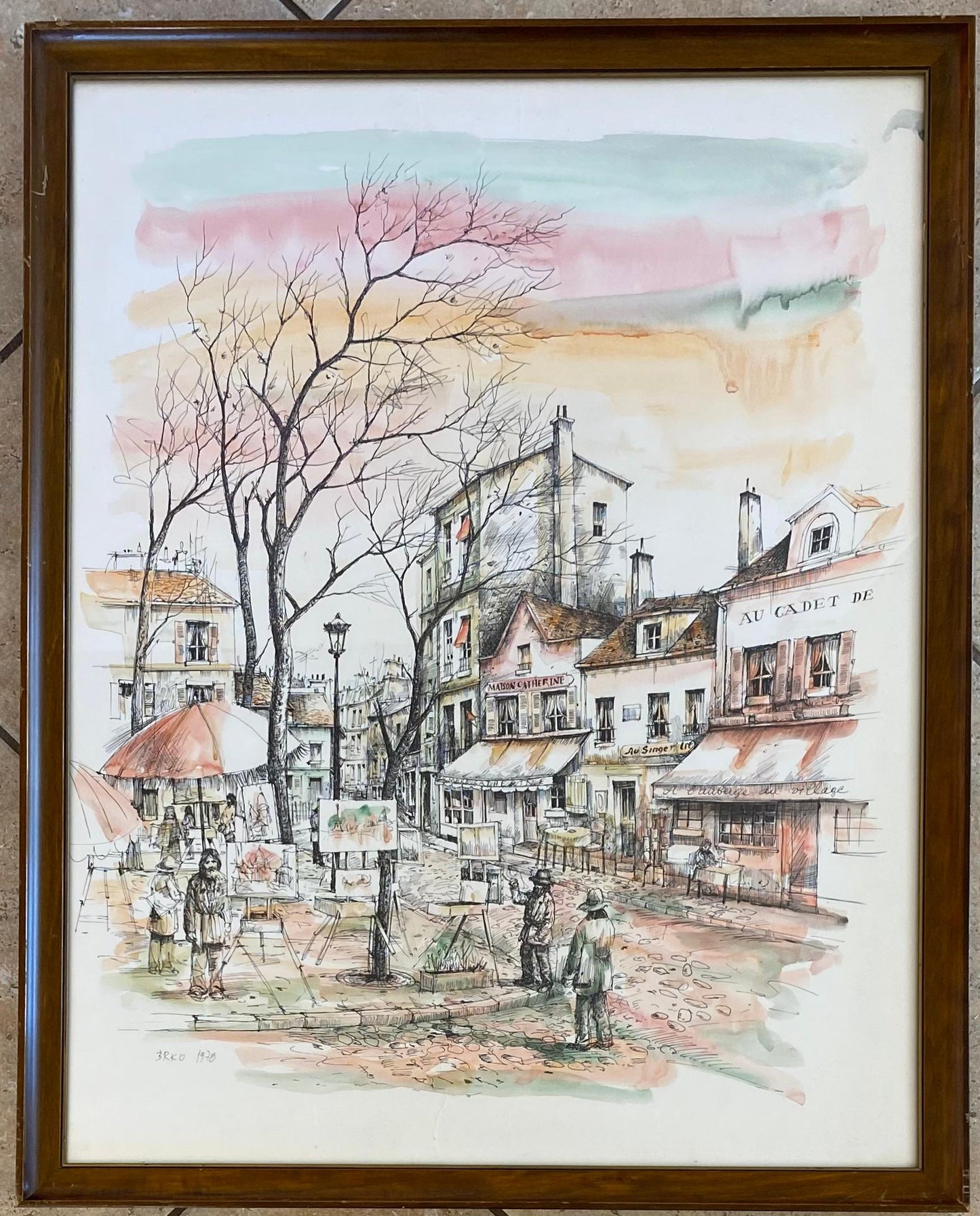 Post Impressionist Watercolor Painting Paris, Montmartre in Spring — detail 4