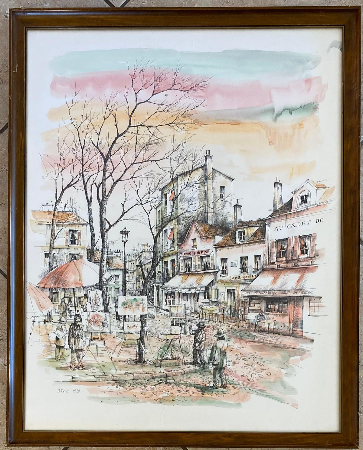 Post Impressionist Watercolor Painting Paris, Montmartre in Spring — detail 4