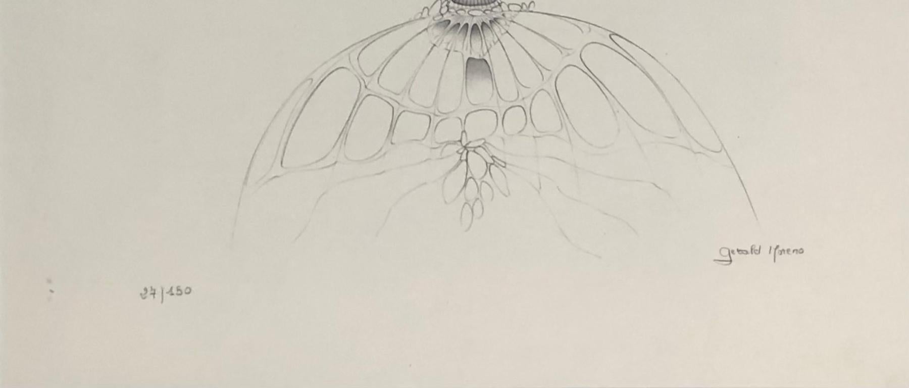 Dali Inspired Surrealist Black and White Lithograph by Gerald Moreno — detail 5