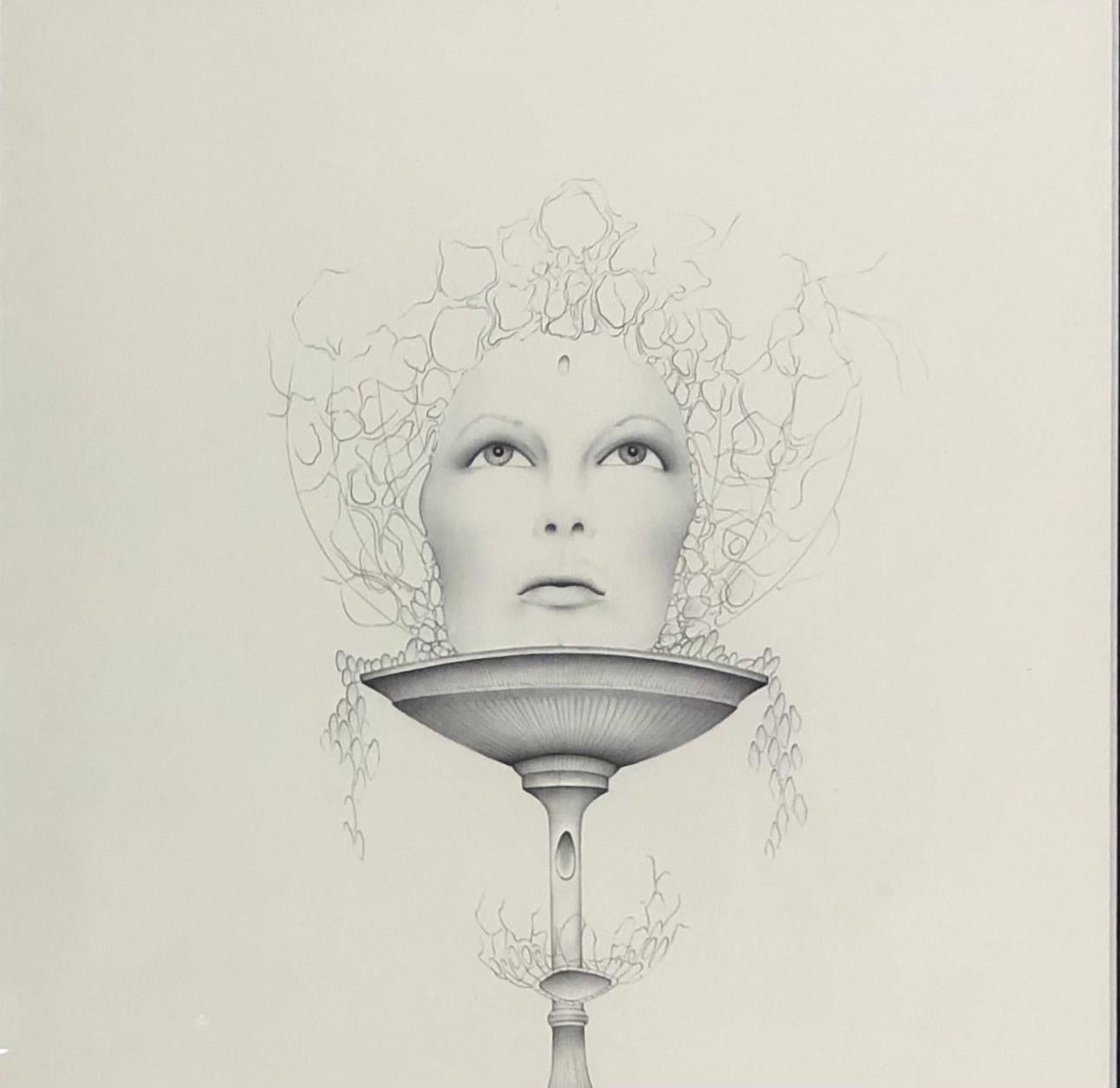 Dali Inspired Surrealist Black and White Lithograph by Gerald Moreno — detail 4