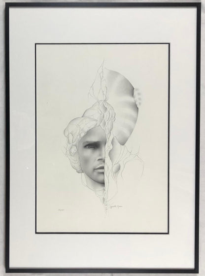 Dali Inspired Surrealist Black and White Lithograph by Gerald Moreno, Signed — detail 6