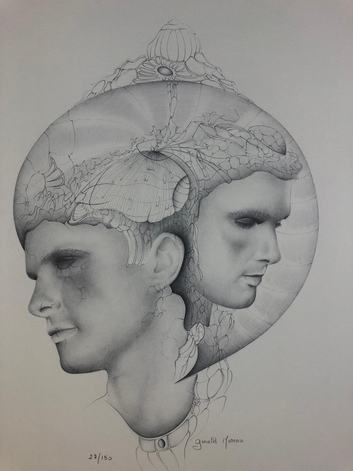 French Surrealist Lithograph Signed Gerald Moreno in the Manner of Salvador Dali — detail 6