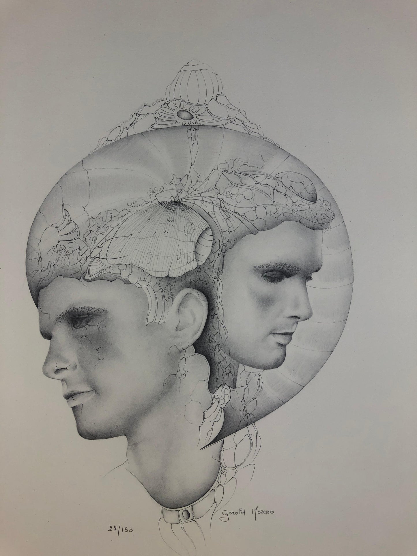 French Surrealist Lithograph Signed Gerald Moreno in the Manner of Salvador Dali — detail 8