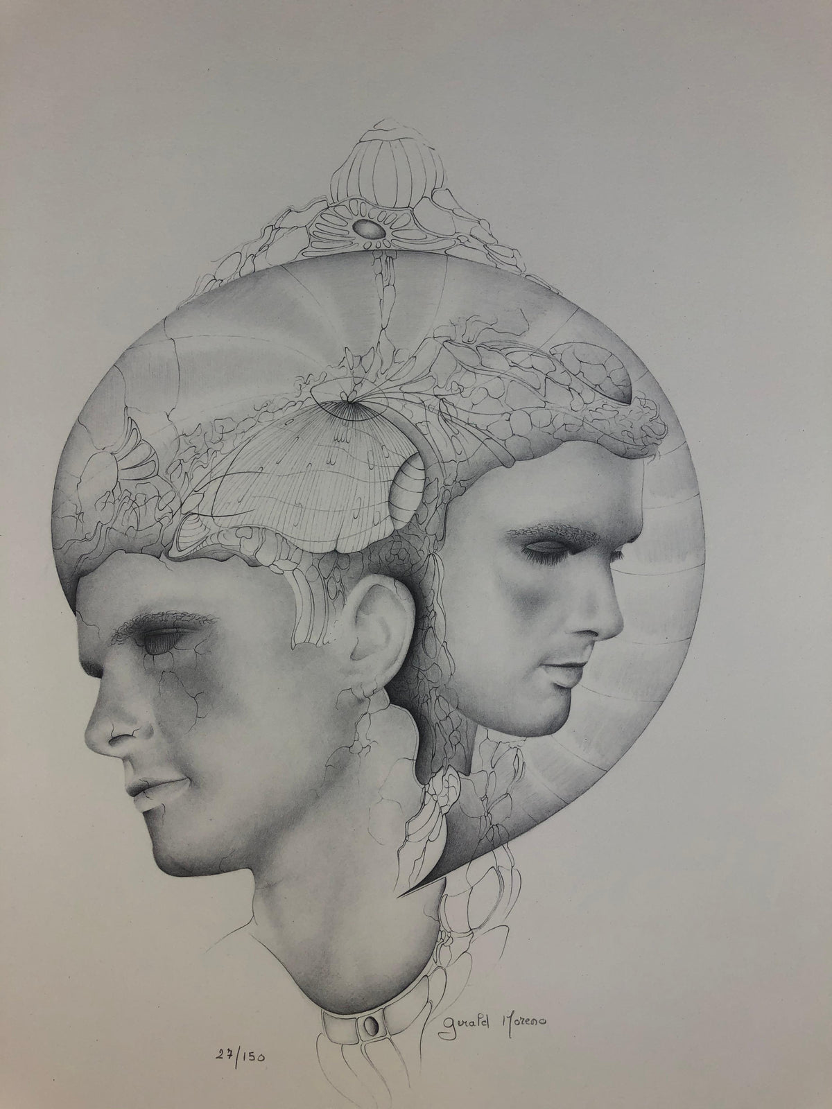 French Surrealist Lithograph Signed Gerald Moreno in the Manner of Salvador Dali — detail 8