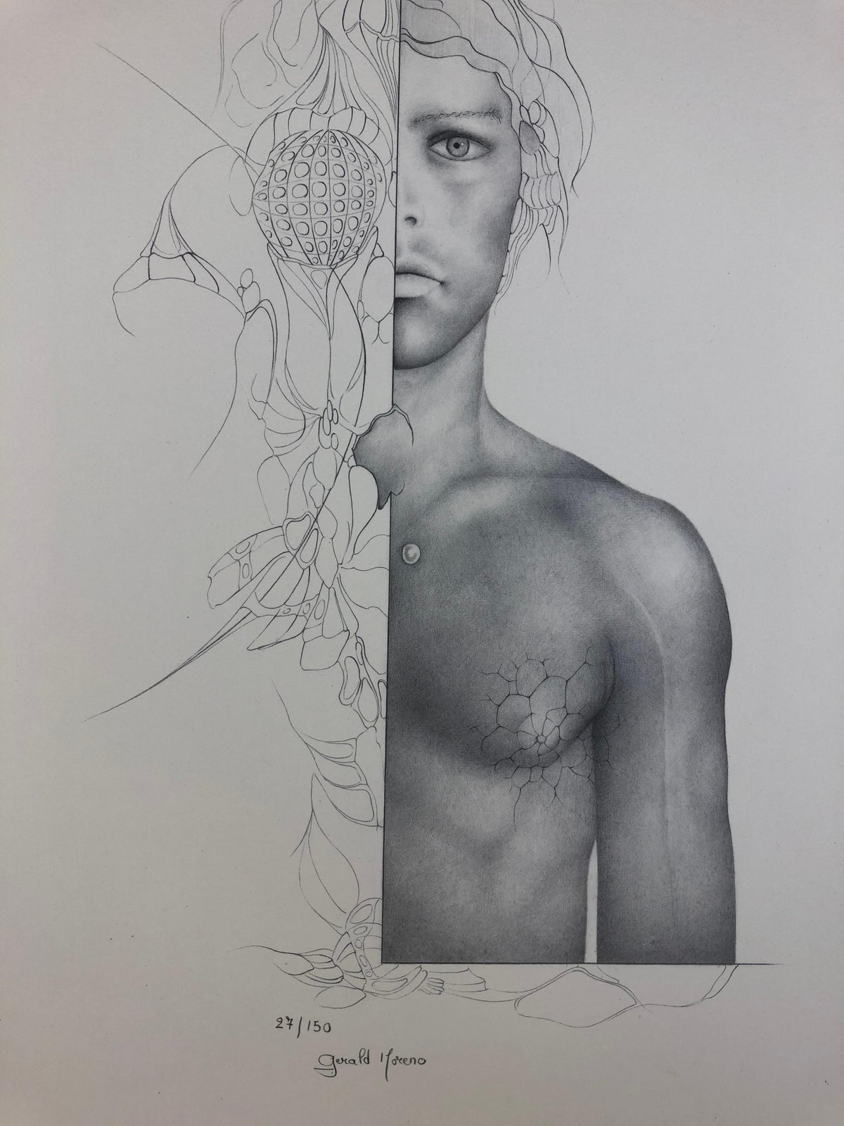 Modern Figurative Art, Dali Inspired Surrealist Drawing by Gerald Moreno — detail 3