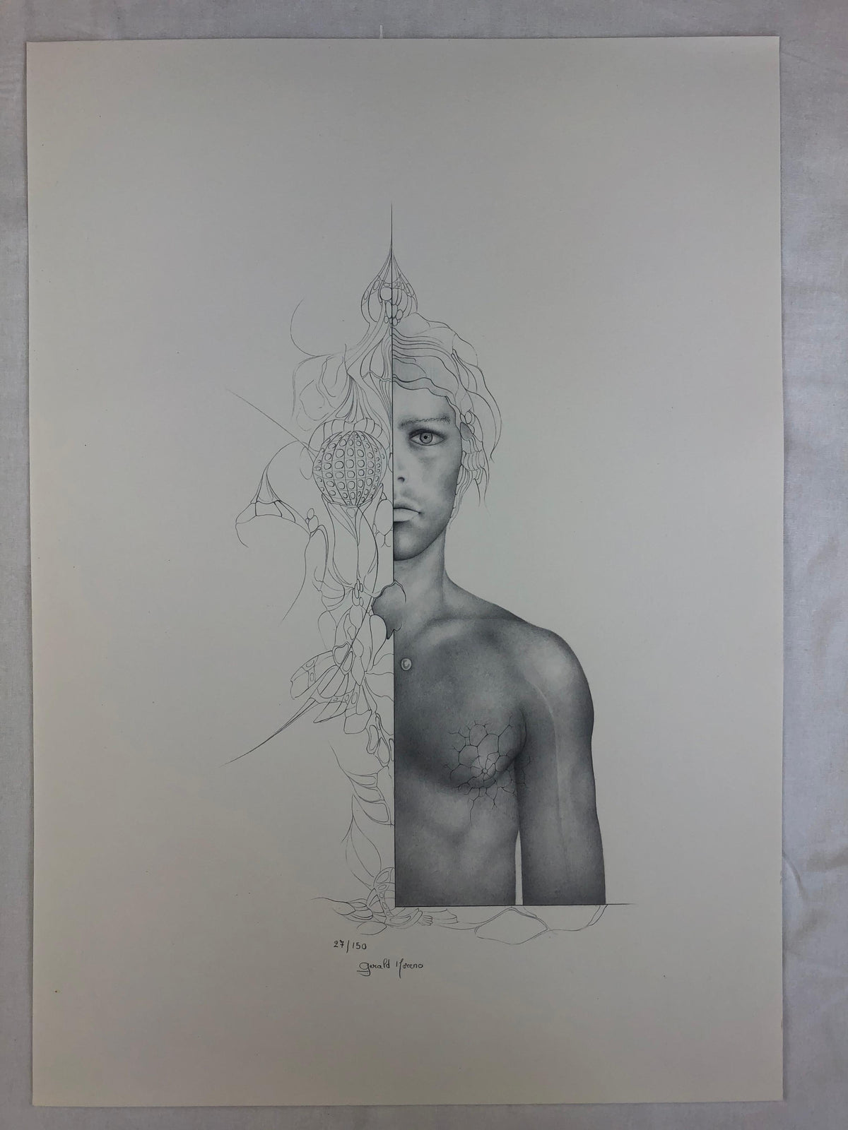 Modern Figurative Art, Dali Inspired Surrealist Drawing by Gerald Moreno — detail 4