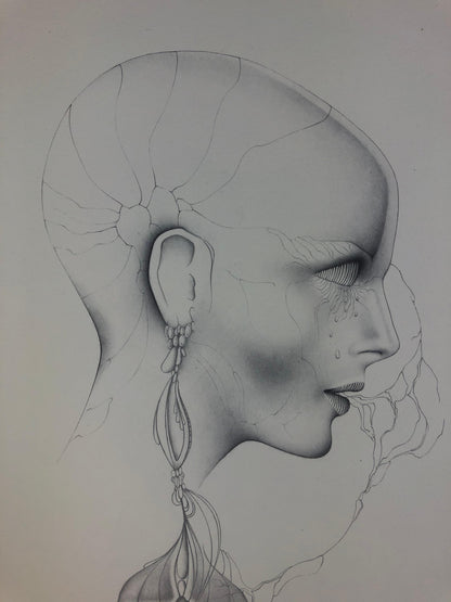 Dali Inspired French Surrealist B/W Lithograph by Gerald Moreno titled Amenophis — detail 3