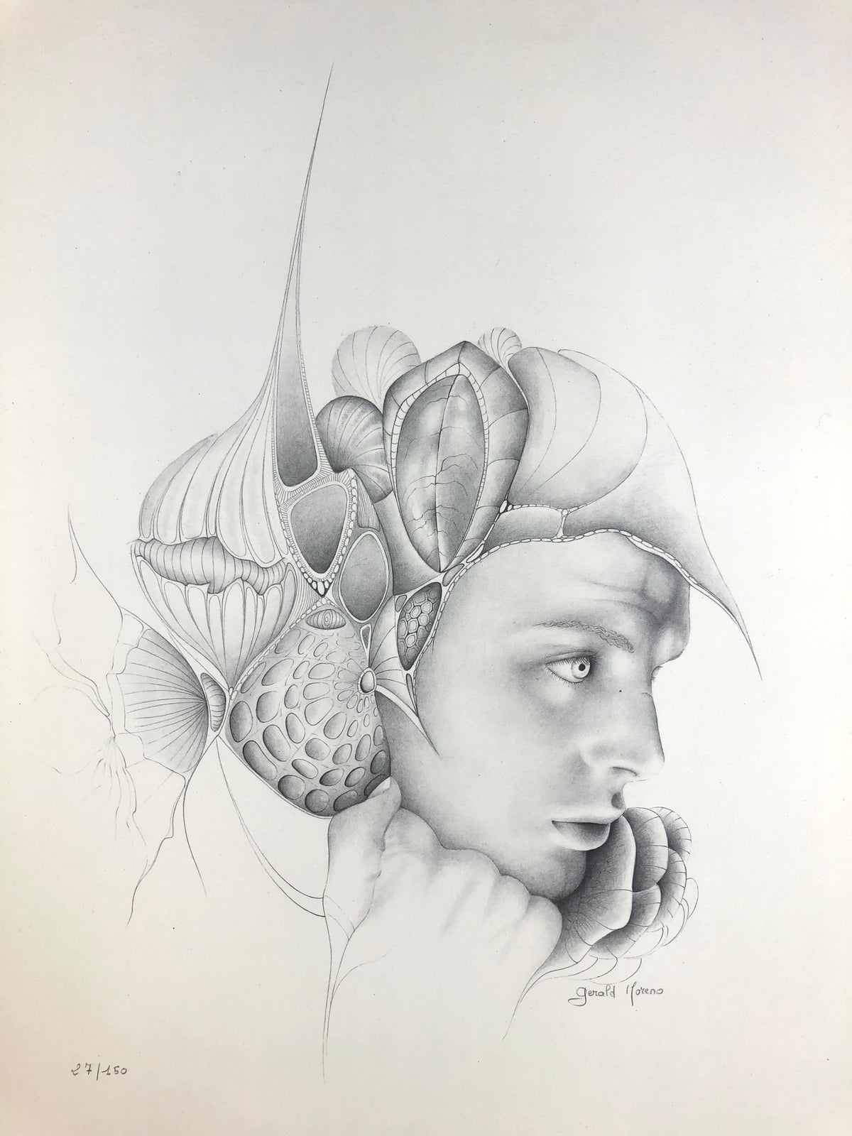 Dali Inspired French Surrealist Drawing by Gerald Moreno, Signed — detail 5