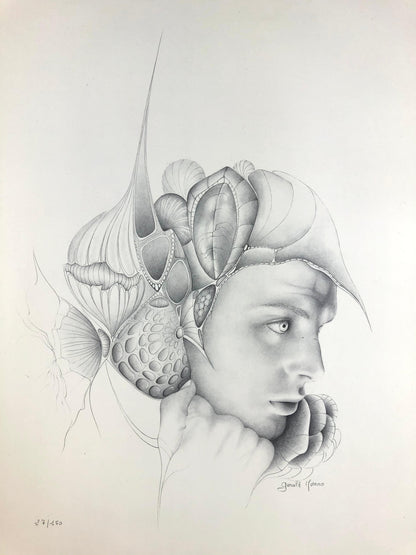 Dali Inspired French Surrealist Drawing by Gerald Moreno, Signed — detail 5