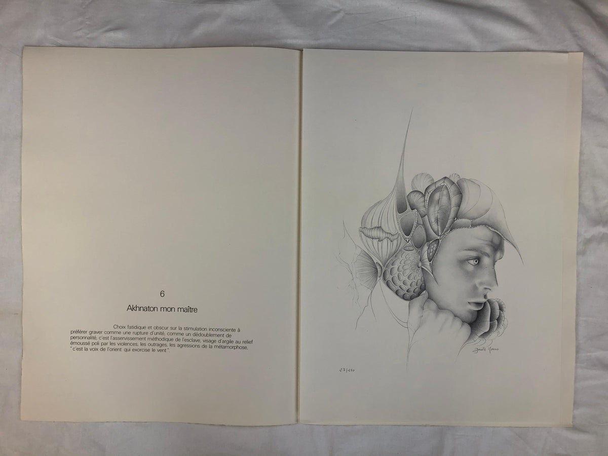 Dali Inspired French Surrealist Drawing by Gerald Moreno, Signed — detail 3