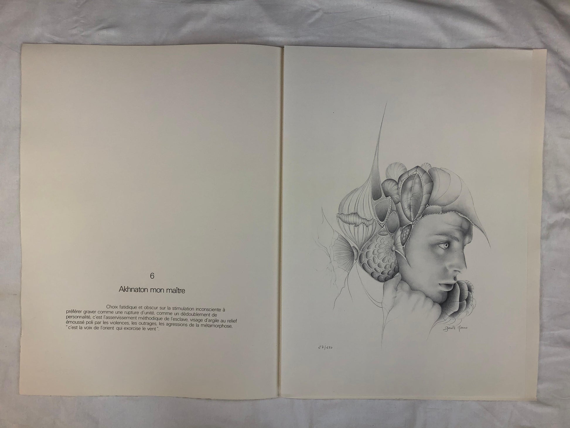 Dali Inspired French Surrealist Drawing by Gerald Moreno, Signed — detail 3