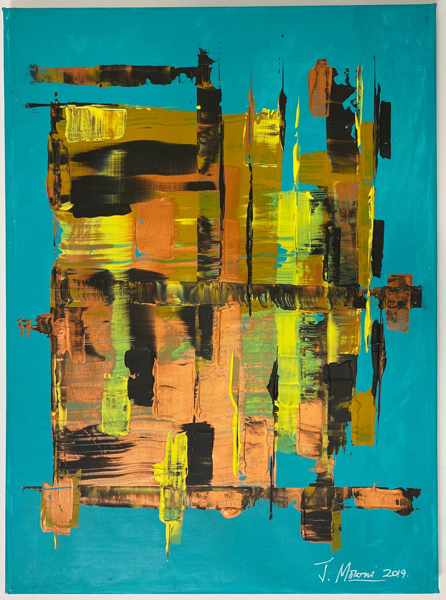 Modern Abstract Painting on Canvas, Signed, 21st Century, France — detail 2