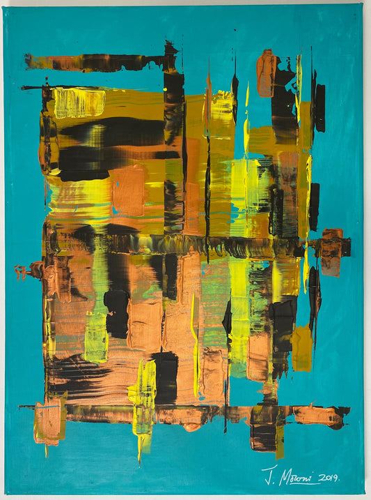 Modern Abstract Painting on Canvas, Signed, 21st Century, France — detail 2