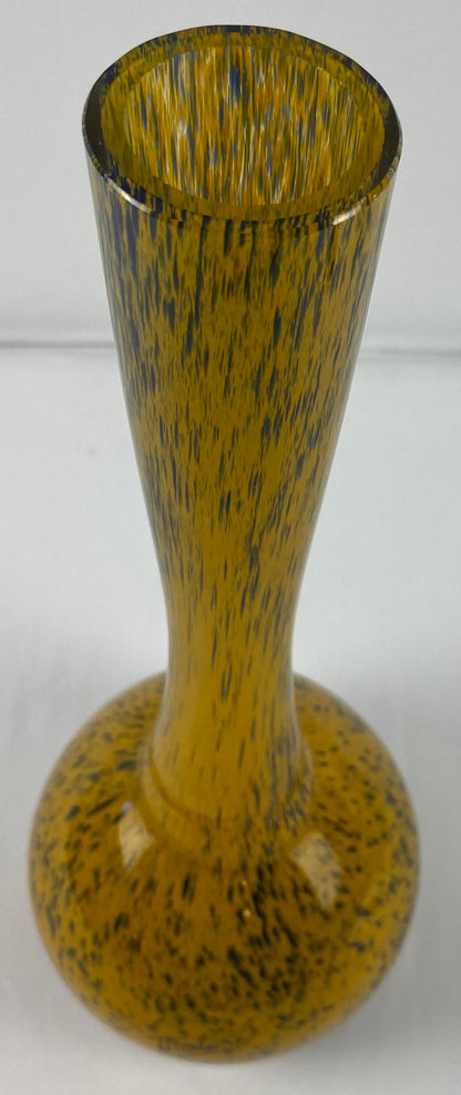 Mulaty Art Glass Stem Vase Yellow Gold Black Specked — detail 4