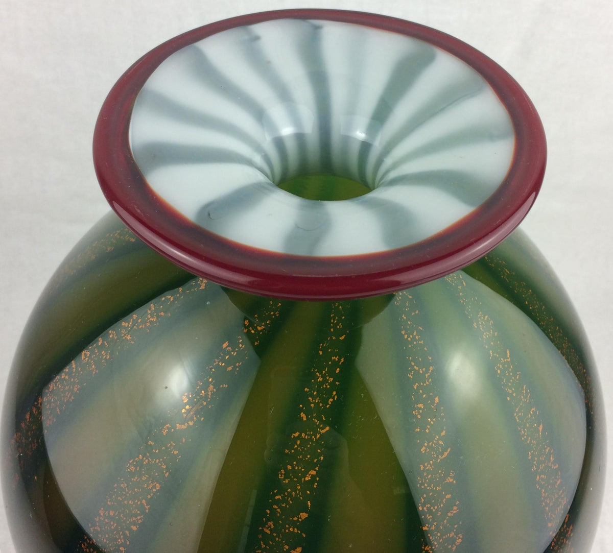 Barovier and Toso Murano Multicolored Aventurine Art Glass Vase Marble Base — detail 5