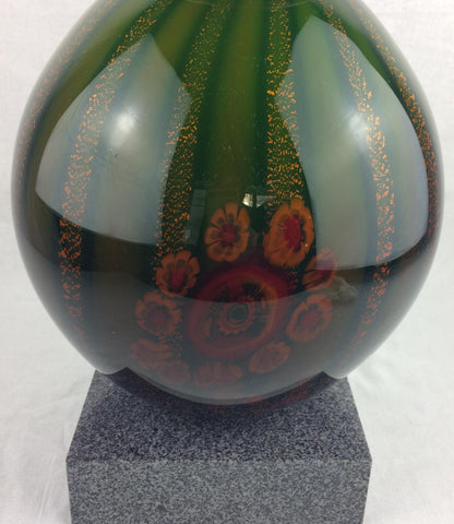 Barovier and Toso Murano Multicolored Aventurine Art Glass Vase Marble Base — detail 6