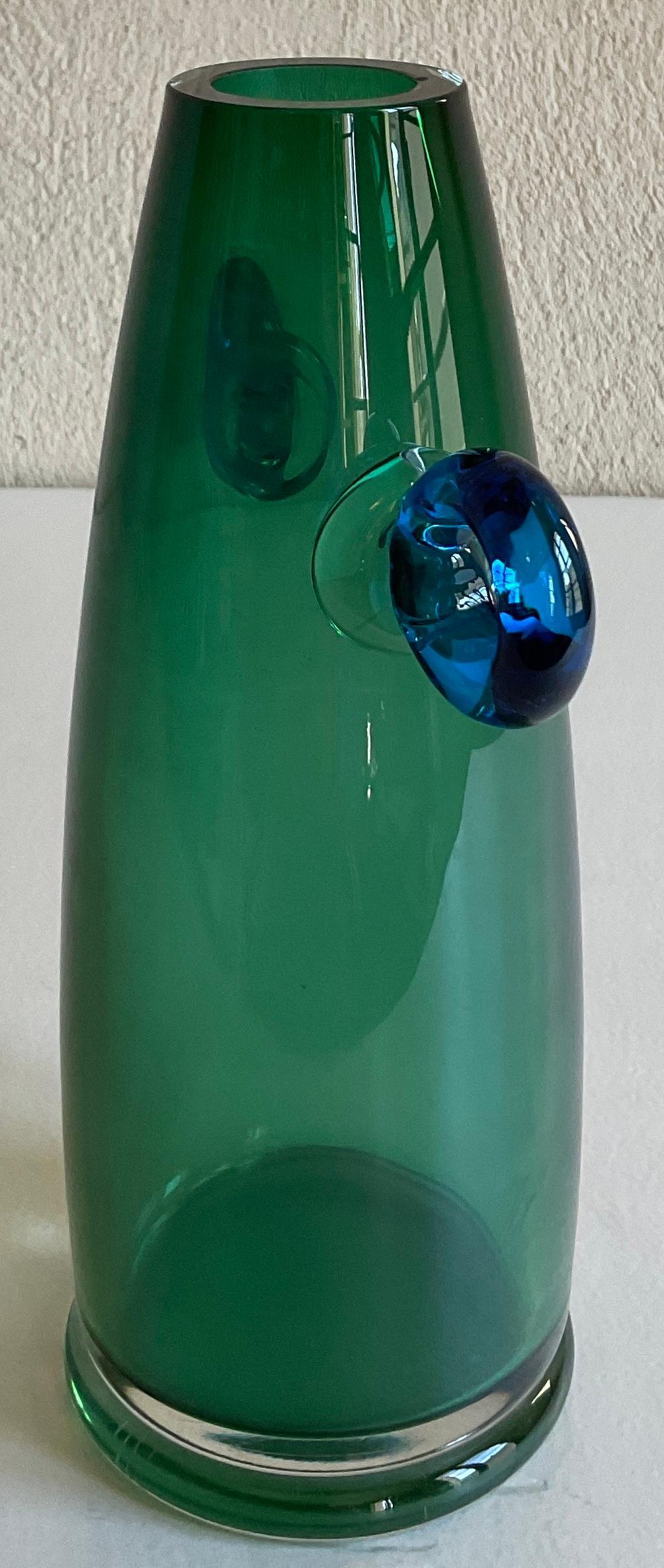 Murano Blue Art Glass Vase in the Manner of Paolo Venini — detail 3