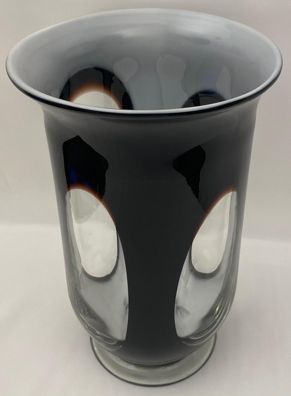 Murano Black and Clear Art Glass Vase — detail 5
