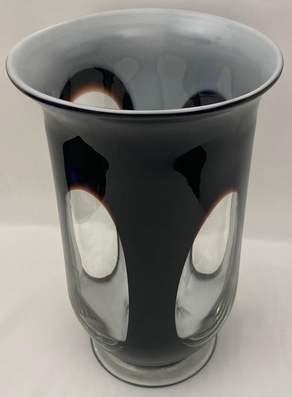 Murano Black and Clear Art Glass Vase — detail 5