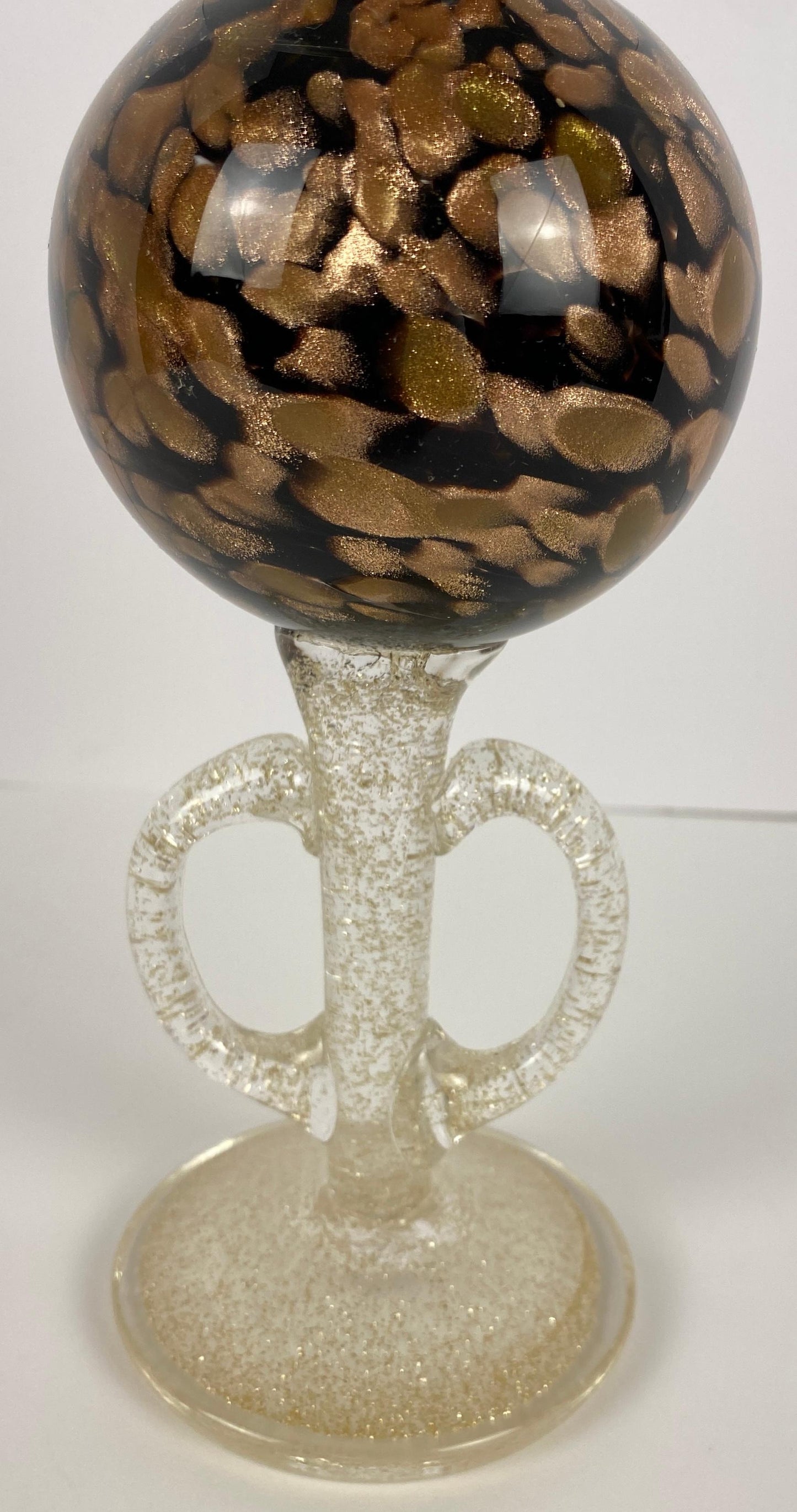 Mid-Century Murano Hand-Blown Art Glass Candleholder with Gold Aventurine Flecks — detail 6