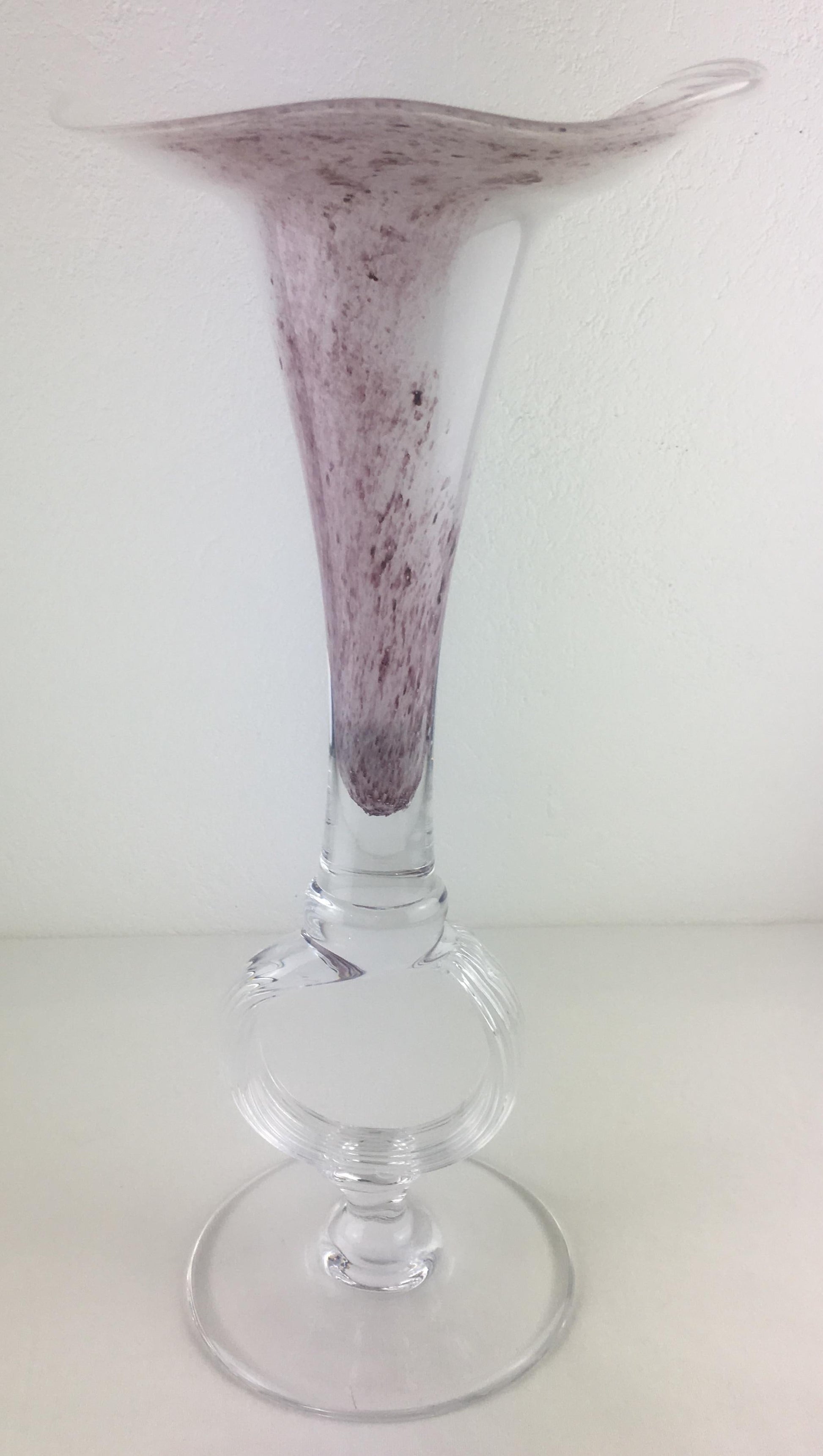 Handblown Tall Glass Centerpiece Epergne from Biot France — detail 3