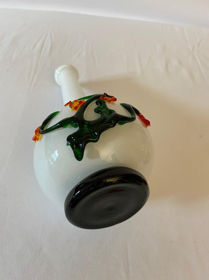 Murano White Blown Glass Flower Vase — detail 5
