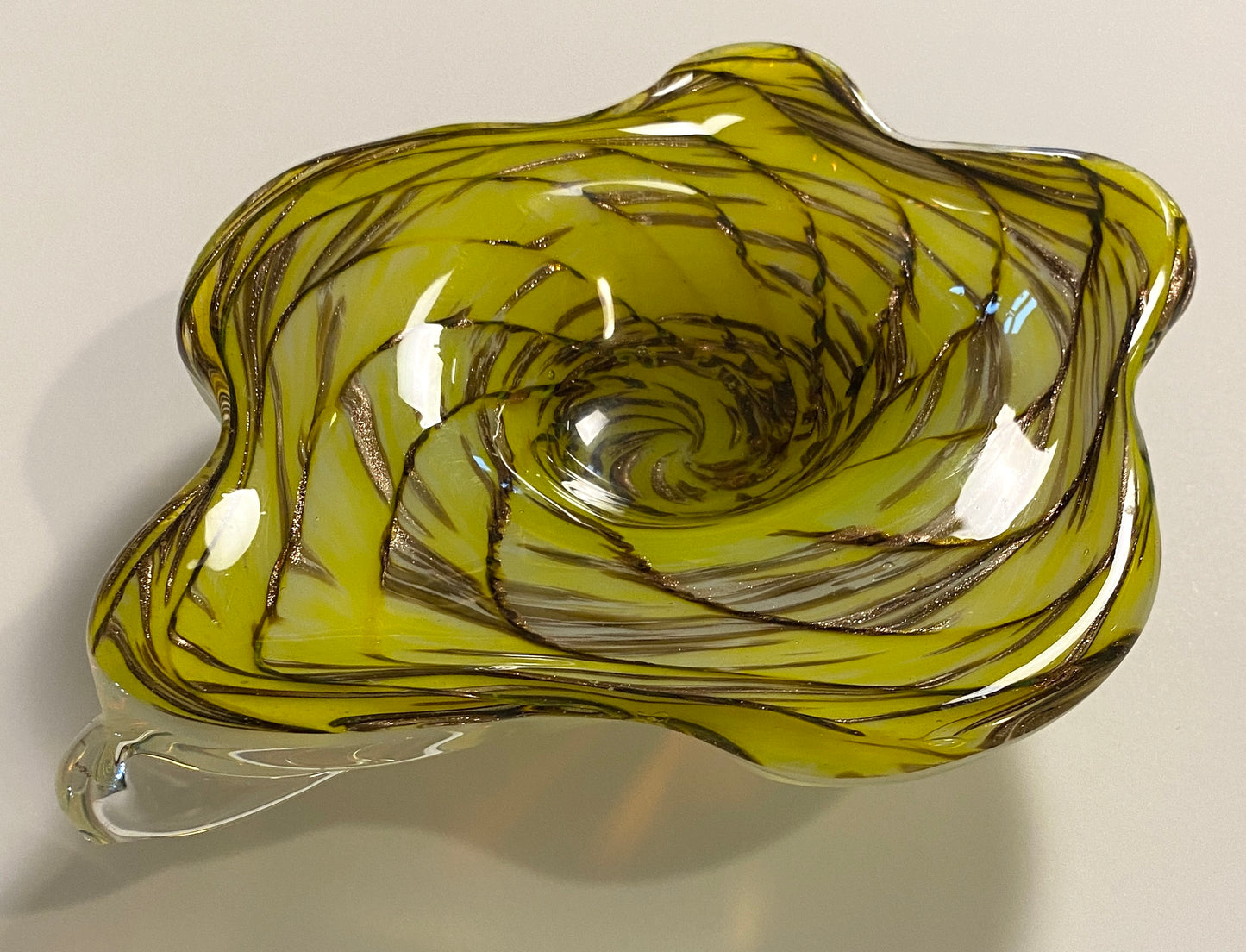Murano Art Glass Bowl, Yellow and Clear, 20th Century Decorative Piece