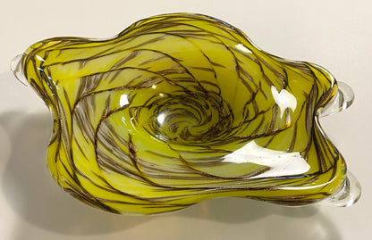 Murano Art Glass Bowl, Yellow and Clear, 20th Century Decorative Piece — detail 5