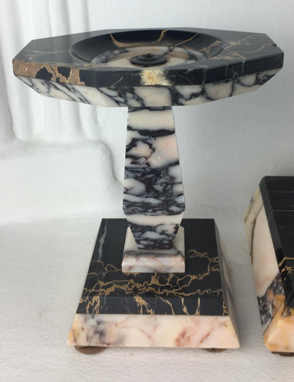 Marius-Ernest Sabino French Art Deco Table Lamp and Garniture Set, Signed — detail 8