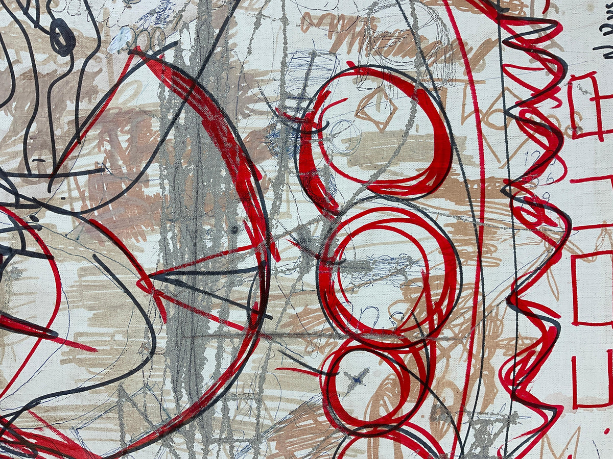 Modern Painting Depicting Liberty Titled "Krach" by Nico Rush — detail 4