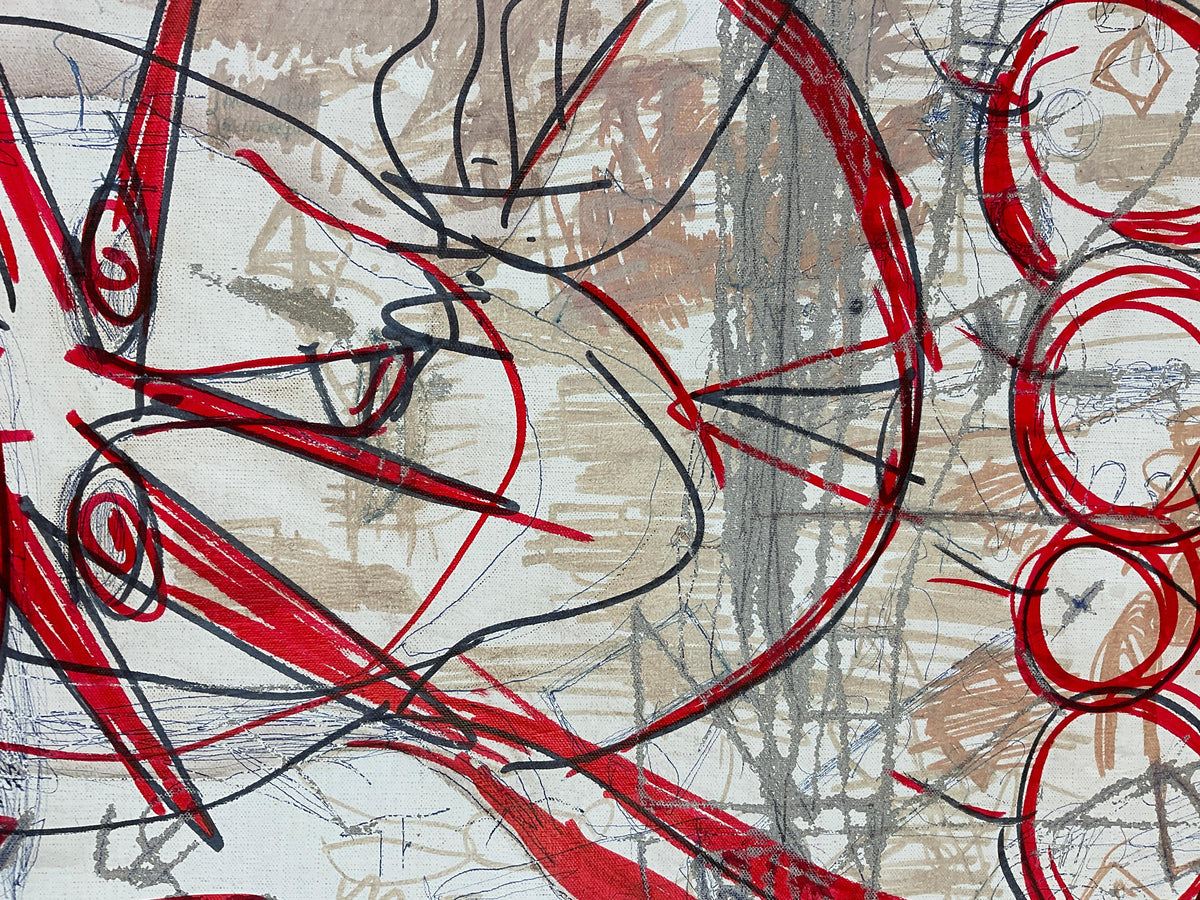 Modern Painting Depicting Liberty Titled "Krach" by Nico Rush — detail 5
