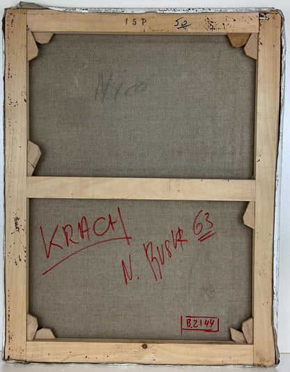 Modern Painting Depicting Liberty Titled "Krach" by Nico Rush — detail 7