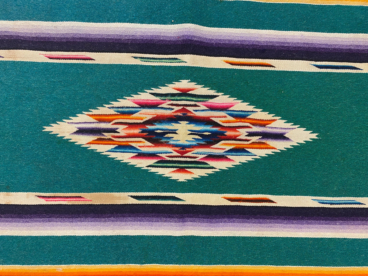 Vintage Mexican Saltillo Serape Blanket Rug — detail 4