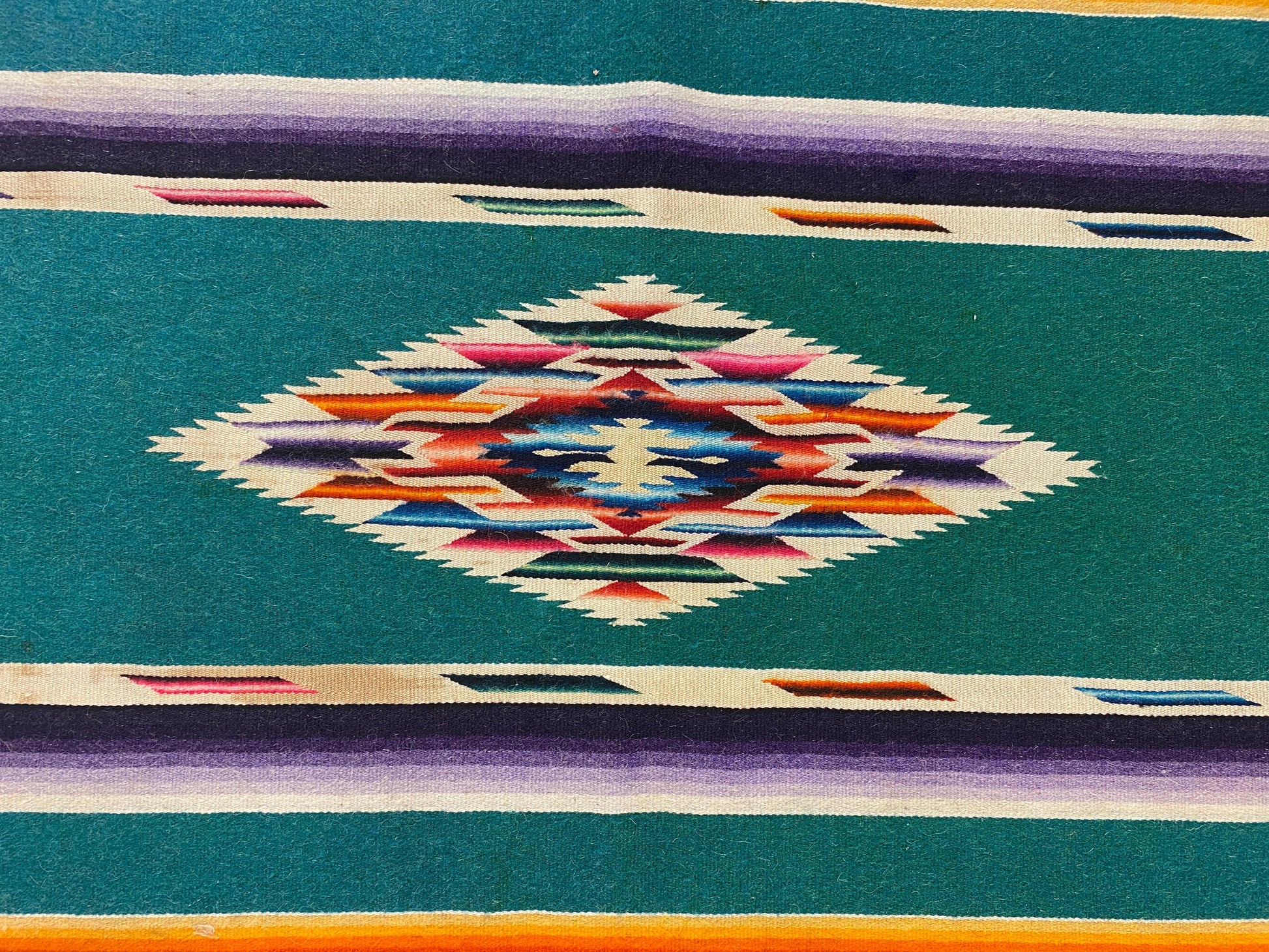 Vintage Mexican Saltillo Serape Blanket Rug — detail 4