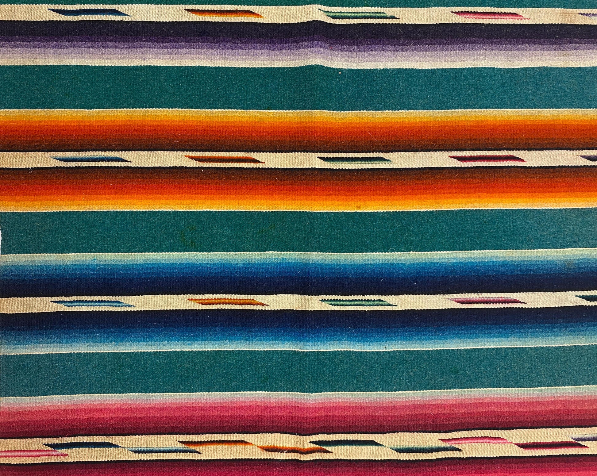 Vintage Mexican Saltillo Serape Blanket Rug — detail 5