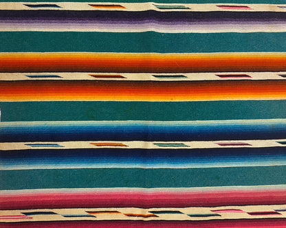 Vintage Mexican Saltillo Serape Blanket Rug — detail 5