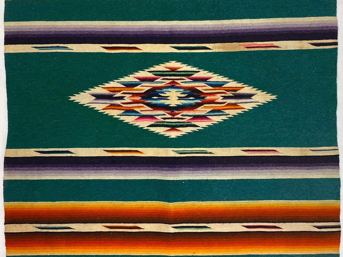 Vintage Mexican Saltillo Serape Blanket Rug — detail 7
