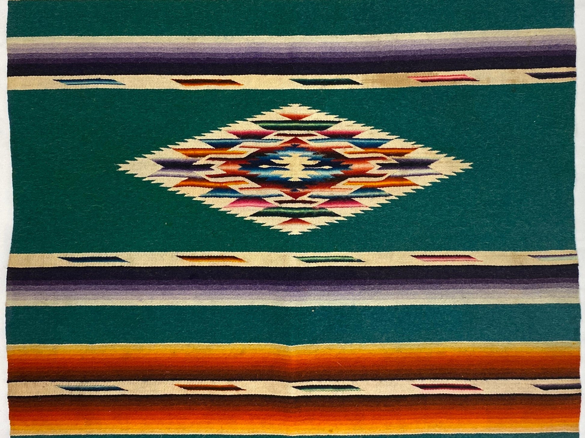 Vintage Mexican Saltillo Serape Blanket Rug — detail 7